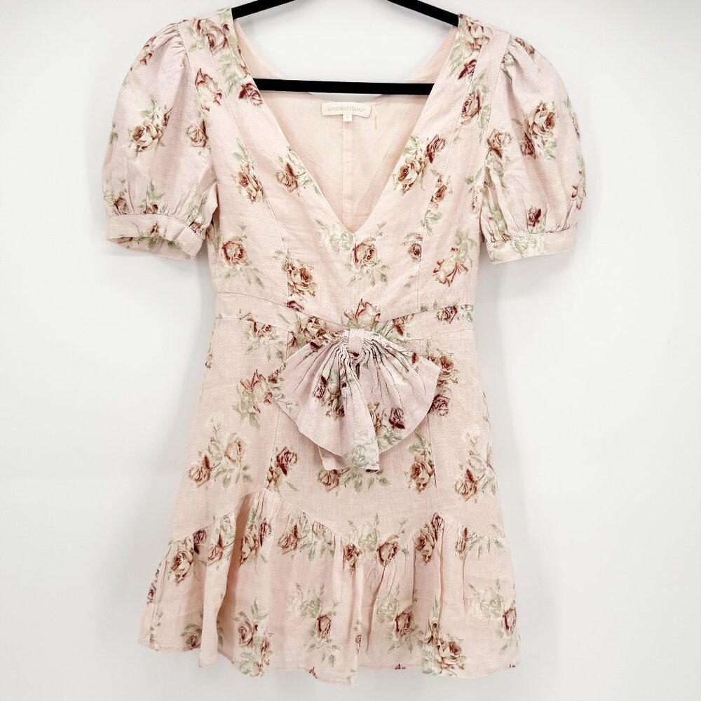 Loveshackfancy Lena Cream linen bow reversible dress vintage floral - Picture 4 of 12
